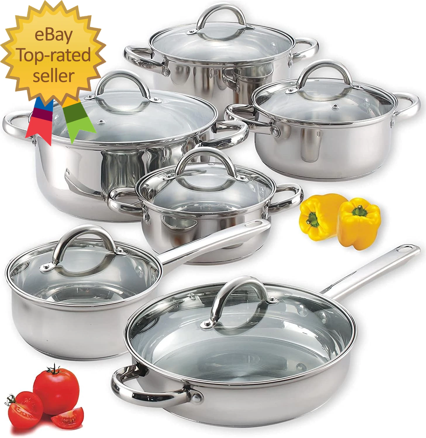 New Kitchen Cookware Sets 12-Piece Basic Stainless Steel Pots and Pans Silver
Opens in a new window