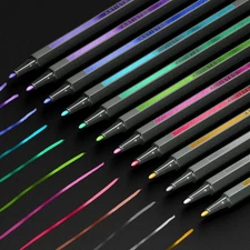 24 Metallic Acrylic Paint Markers - Fine Tip Paint Pens for Rock, Wood, Glass...