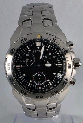 SECTOR SWISS 330 CHRONOGRAPH MEN'S  STAINLESS ST 42mm  WATER RESISTAN BLACK DIAL