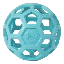 JW Pet HOL-ee Roller™, Dog Toy Puzzle Ball, Natural Rubber, Medium (4.5” Inch