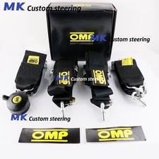 BLACK OMP 4 Point 3" Racing Seat Belt Quick Release Seatbelt Snap-On Harness