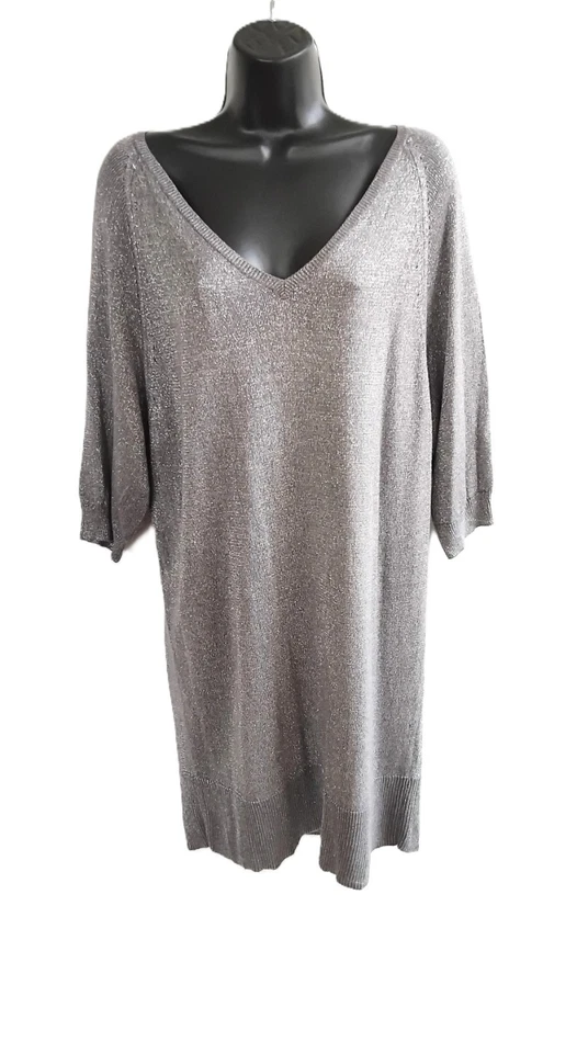 F&F metallic silver glitter knit tunic top size 18 - Image 2 of 4