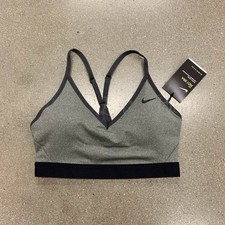 Nike Women Light Support Sports Training Indy Bra 878614-091 Grey Black Size M