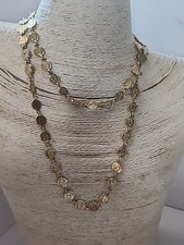 Vintage Statement Gold-Tone Faux Roman Coins Necklace 34"