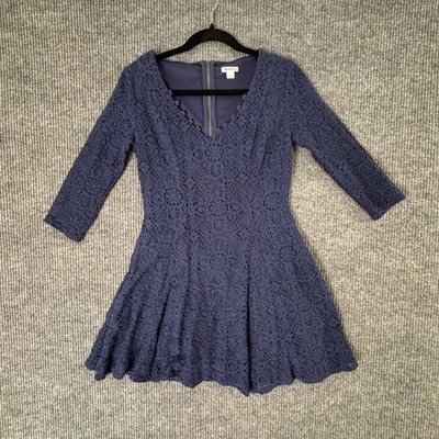 Xhilaration Womens S Navy Lace Fit Flare Dress Romantic Cottagecore Whimsygoth