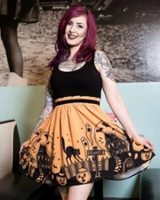 Sourpuss Clothing Haunted House Halloween Print Dress XXL