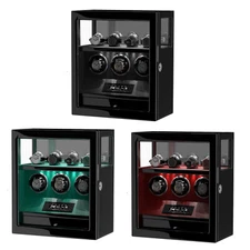 LED Fingerprint Lock 3 Watch Winder Jewelry Drawer Watch Holder Display Case LCD