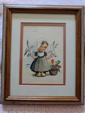 Little Dutch Girl Vintage Print Framed and Matted by Jan Lavies  Darling