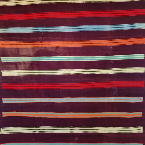 Handmade Moroccan Wool Rug Blue Red Orange Stripes Fringe Berber Tribal Carpet - Picture 2 of 24