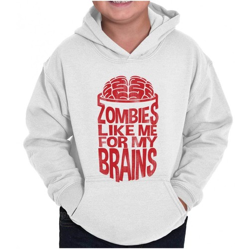 Funny Zombies Like Me For MY Brains Humor Youth Boys Hoodie Sweatshirts Kids - Picture 9 of 10