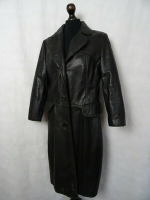 〔Vintage〕Cowhide leather  long coat Women's Vintage Nikator German 1970's Cowhide Leather Trench