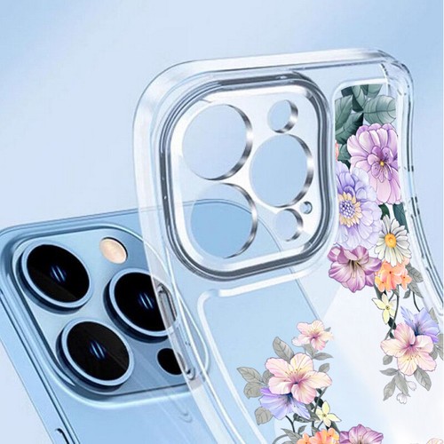 For iPhone 16 15 Pro Max 14 13 12 11 XR XS Slim Clear Silicone Flower Case Cover - Picture 6 of 28
