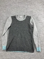 Toad & Co Trillium Crew 100% Lamb's Wool Sweater Women's M Gray Color Block