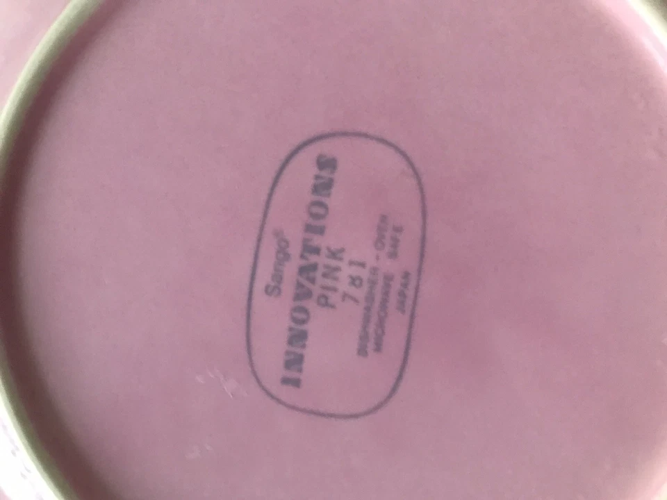 Sango Innovations Stoneware 2 Pink 7.5" Salad or Dessert Plates Turquoise Rims - Image 4 of 4