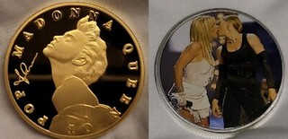 Madonna Gold Coin Autograph MTV Awards Kiss Britney Old 80s Retro Iconic Singers