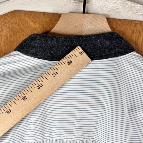 Emporio Armani Shirt Mens 17 EU 43 White Striped Button Up Banker Collar Dress - Picture 11 of 13