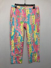 Vintage Lilly Pulitzer Women High Rise Capri Crop Pants Size 6 Floral M163 -29