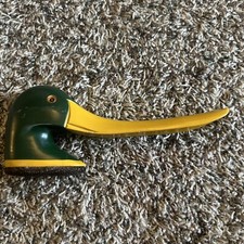 Carved Duck Shoehorn Vintage Novelty Painted Wood 10 Inch With Lint Brush 1970s