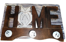 Garderobenleiste Hakenleiste Garderobe Home Eule braun/weiß Holz B-Ware 2 stück