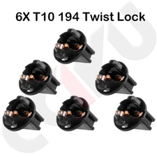 6x Speedometer Fuel Temp Gauges LED Light Bulbs T10 194 Twist Lock Sockets