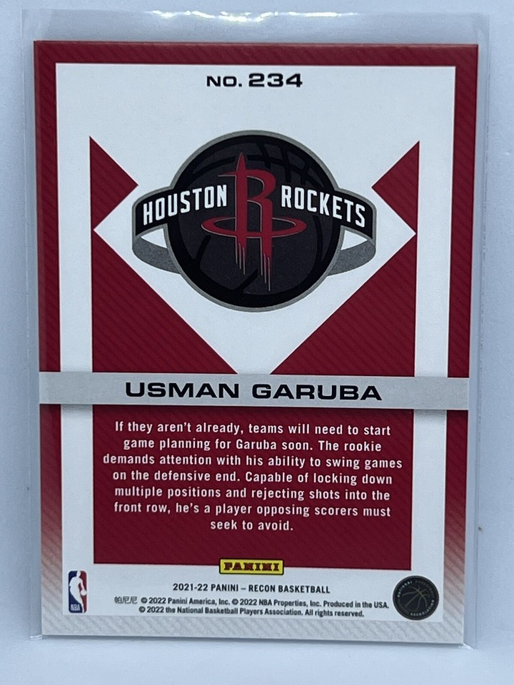 USMAN GARUBA 2021-22 RECON HOLO PLATINUM SWIRL 3/3 ROCKETS SUPER RARE ...