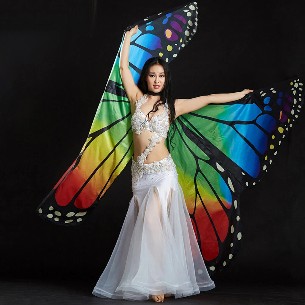 New Butterfly Isis Wings 2 Stick Belly Dance Costume Egyptian