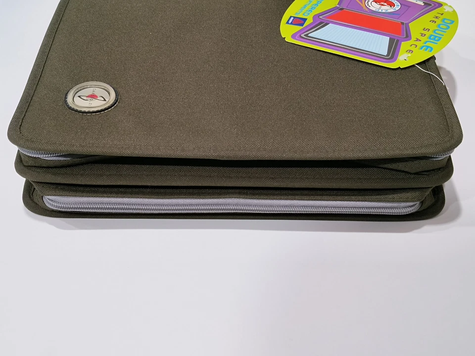 Carpeta de patinador vintage de carga con cremallera de 3 anillos doble cremallera lápiz tableta bolsa lona Foto 4 de 4