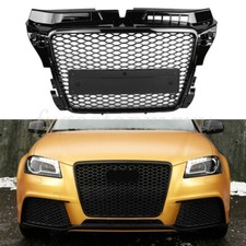 FOR AUDI A3 S3 8P 2008-12 RS STYLE GRILLE GLOSS BLACK HONEYCOMB RADIATOR BUMPER