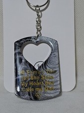 Handmade Resin Keyring, Father's Day, Rectangle With Heart Cut Out, Split Ring