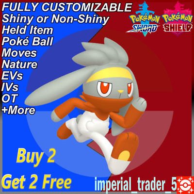 Pokémon Sword and Shield   Shiny Raboot   W/ Best 6IV Customizable