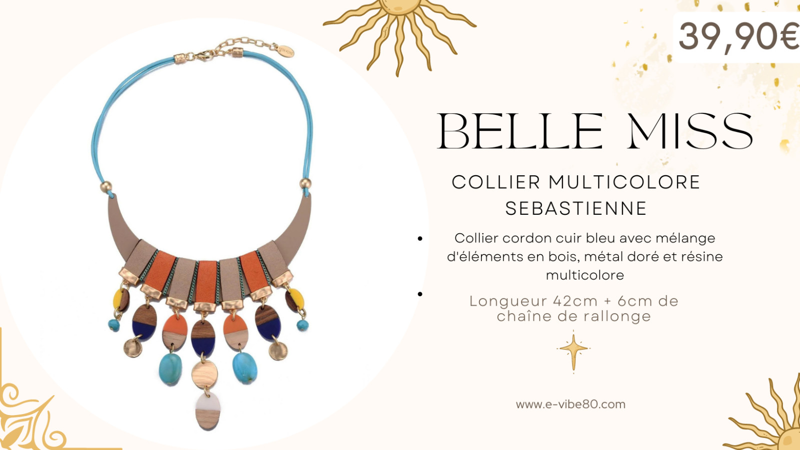 Collier multicolore Sebastienne Belle Miss pour égayer instantanément un look terne
