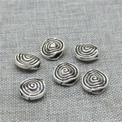 8pcs of 925 Sterling Silver Nautilus Swirl Coin Beads 2-sided for Bracelet 8mm
