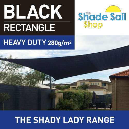 Rectangle BLACK 1.5 m X 6m Shade Sail Sun Heavy Duty 280GSM BLAC