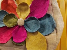Borsa a mano fiori di paglia Mar Y Sol tote rafia borsa colorata manici in legno