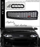 For 2002-2005 A4 B6 Blk Rs-sport Honeycomb Mesh Bumper Grill Grille+emblem Base on sale For 2002-2005 A4 B6 Blk Rs-sport Honeycomb Mesh Bumper Grill Grille+emblem Base on sale