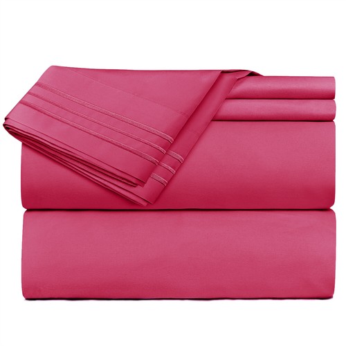 Ensemble de 4 draps de lit 1800 Queen ou King ultra doux microfibre poche profonde - Photo 329/360