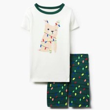 NWT Gymboree Christmas Dog Lights Gymmies Pajama Set Boy 5 6 shortie