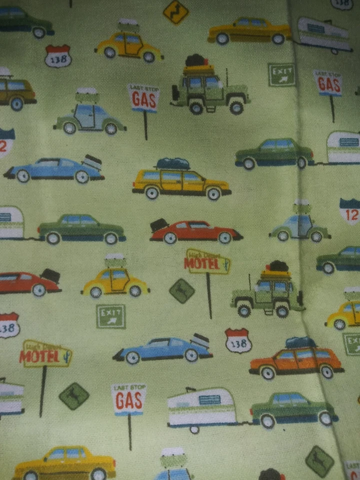 Clothworks Fabric Brushed Cotton Fabric "Camping Cars" By Don Baker 27" x 43" - Image 4 of 4