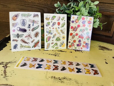 Lot of 4 Insect Themed Sticker Sheets AGC Hallmark Trend Loose Complete