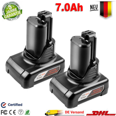 2X Für Bosch Professional Akku GBA 7,0Ah 12V 10,8V Li-Ion 1 600 Z00 02Y BAT420