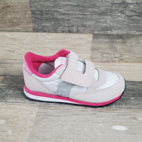 Saucony Jazz HL Girls Shoes Sz 12 M Athletic White Silver Pink Suede Sneakers