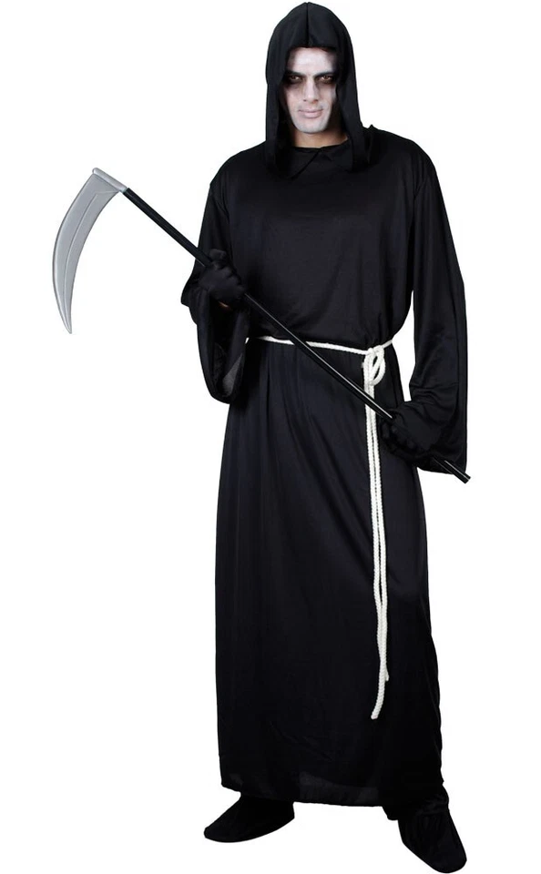Grim Reaper Costume Adulte Hommes Déguisement Halloween M/L Taille Unique - Photo 1/1