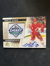 21-22 UD SP Game Used Hockey RC Embroidered Draft Auto 91 Moritz Seider /25