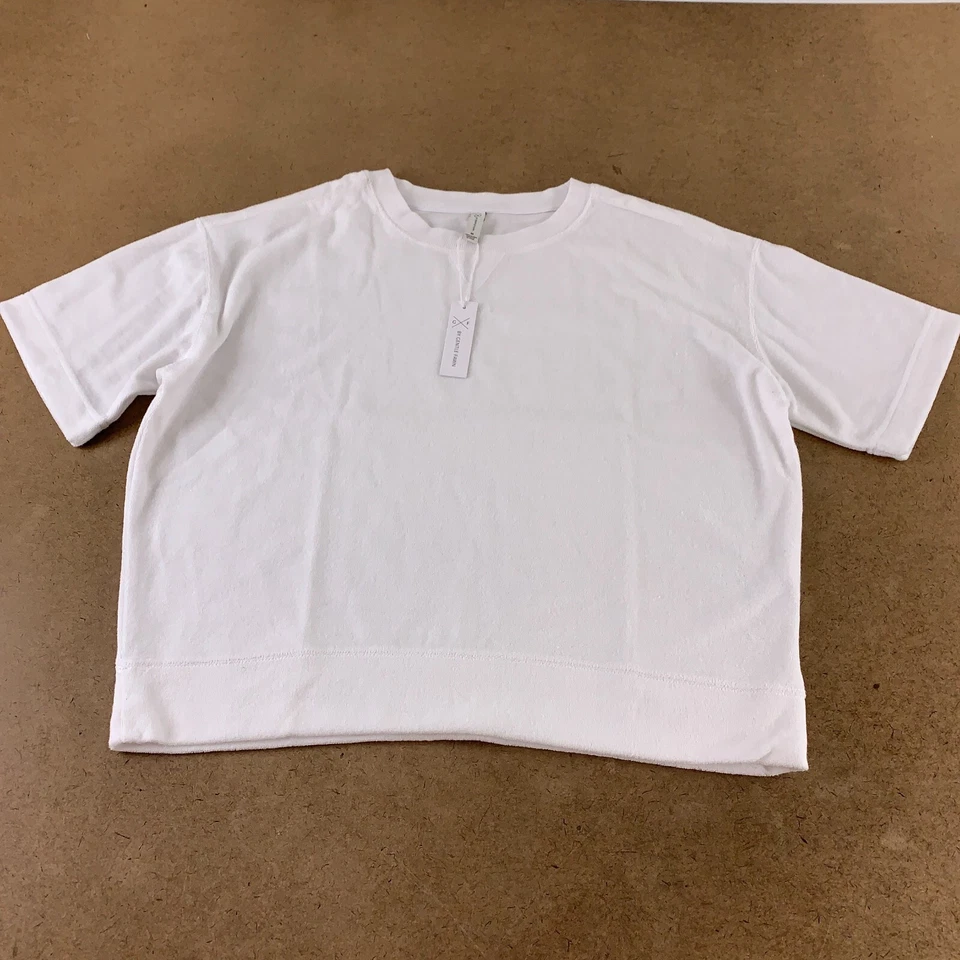 Juego corto de 2 piezas de toalla de felpa blanca mediana Ali Top Tyler Gentle Fawn para mujer nuevo con etiquetas Foto 2 de 4