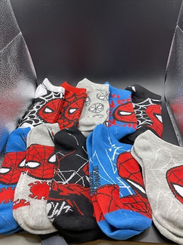 Marvel Spiderman Kids 10 Pack No Show Socks Size 6-8 - Picture 5 of 5