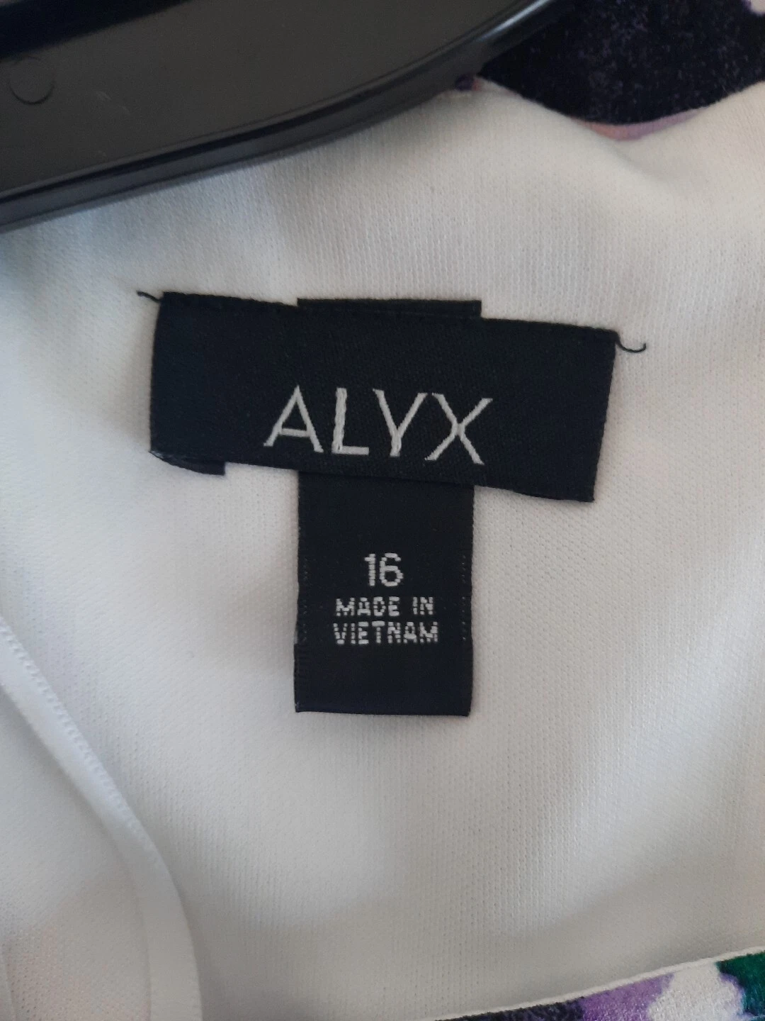 Abito tubino donna ALYX nuovo taglia 16 viola floreale sfoderato cerniera nascosta