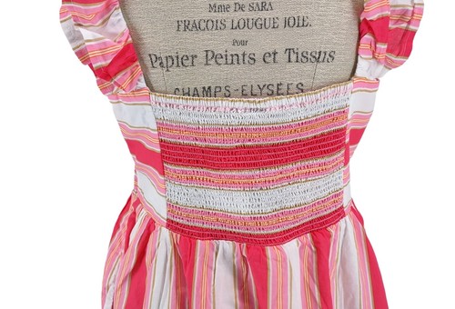 NWT Womens J.Crew Square Neck Midi Dress Pink White Stripes Ruffles Cotton sz 12 - Picture 3 of 11