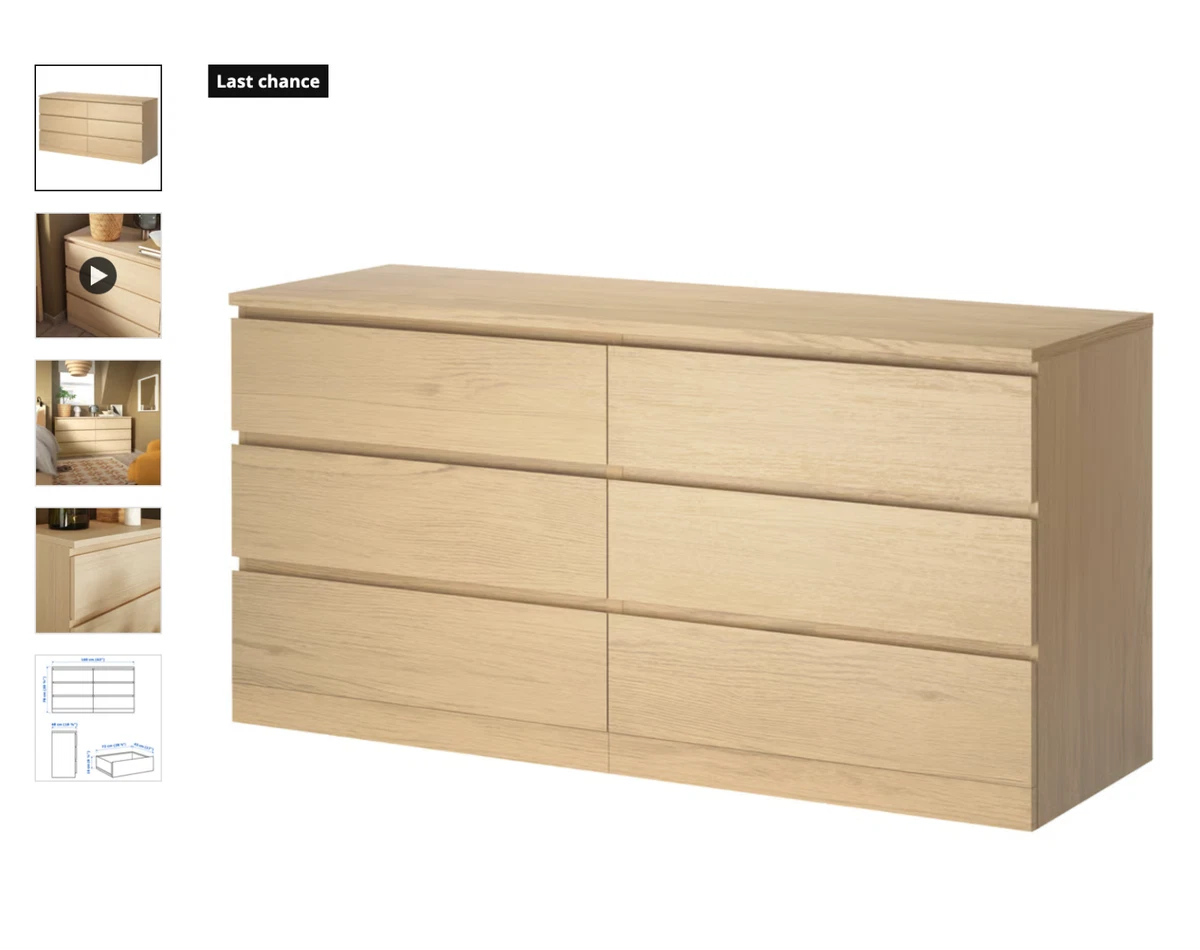 ikea malm 6 drawer dresser brown Ikea Malm Black/Brown 6 Drawer Dresser