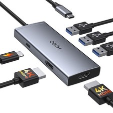 USB C Docking Station Dual HDMI Monitor 4K 60 Hz USB C to Dual HDMI Adapter w...