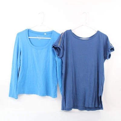 Chico's Lot De 2 Hauts Femme Taille 1 Bleu Manches Courtes & Longues T-Shirt - Photo 1/4